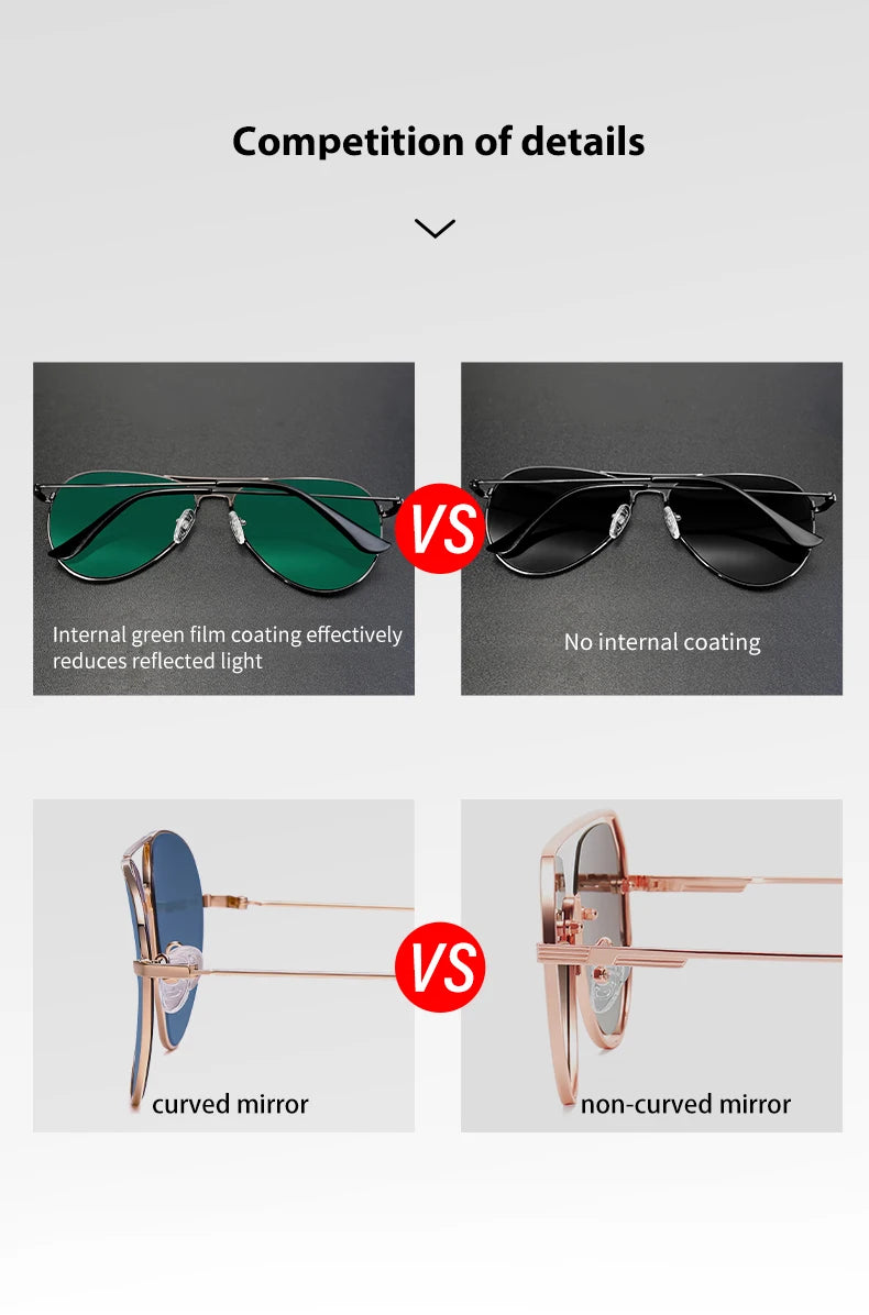 Men Concave Sunglasses Women Anti Rays UV400 Sun Glasses Metal Eyeglasses Frame Pilot Goggles Travel Driving Sunscreen Eyewear