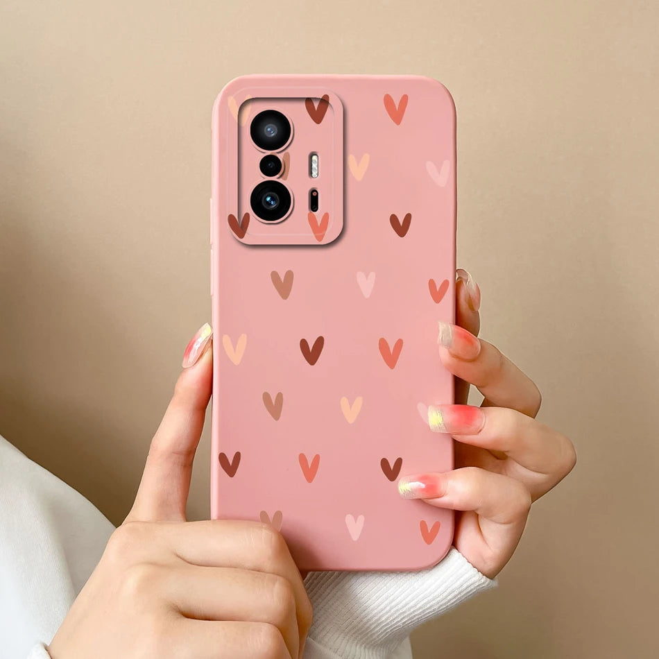 Love Heart Case For Xiaomi 11T Pro Back Cover Soft Liquid Silicone Full Protection Phone Covers For Xiaomi Mi 11t Pro 11 t Funda