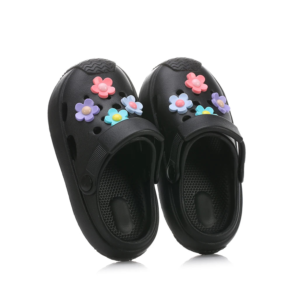 Summer Kids Home Slippers Children's Shoes Slippers Soft Anti-Skid Flower DIY Hole Shoes for Boys Girls Beach Shoes