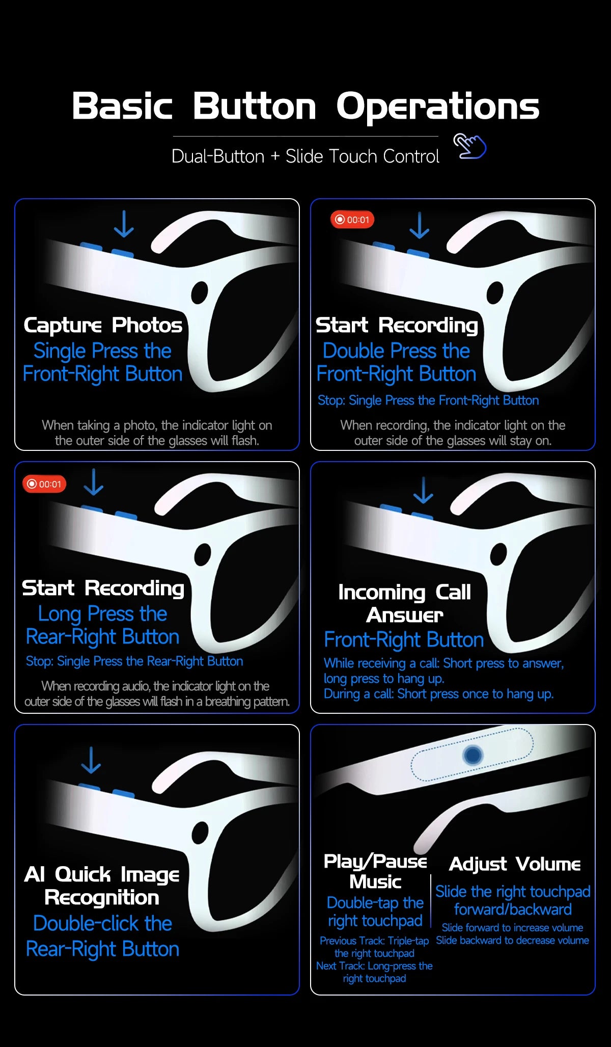 New Upgrade 800W Pixel Smart Glasses With Camera Video Recording AI Photo Recognition Call Language Translation Voice Sunglasses