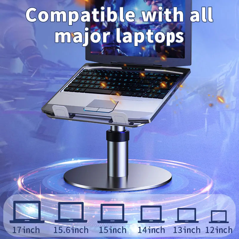 Oatsbasf Metal Laptop Stand Holder Height Adjustable Portable Laptop Table Stand 360° Rotation Desk Reading Holder for 12-17"