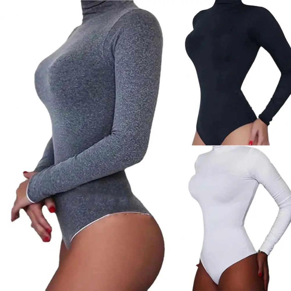 Women Bodysuit Solid Color Turtleneck Sexy Sculpting Underwear Hip Wrap Stretchy One-Piece Underwear For Yoga