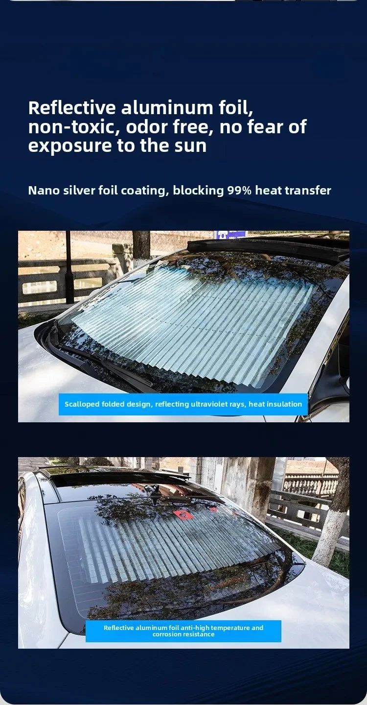 Car Sunscreen Front Block Automatic Folding Insulation Blinds