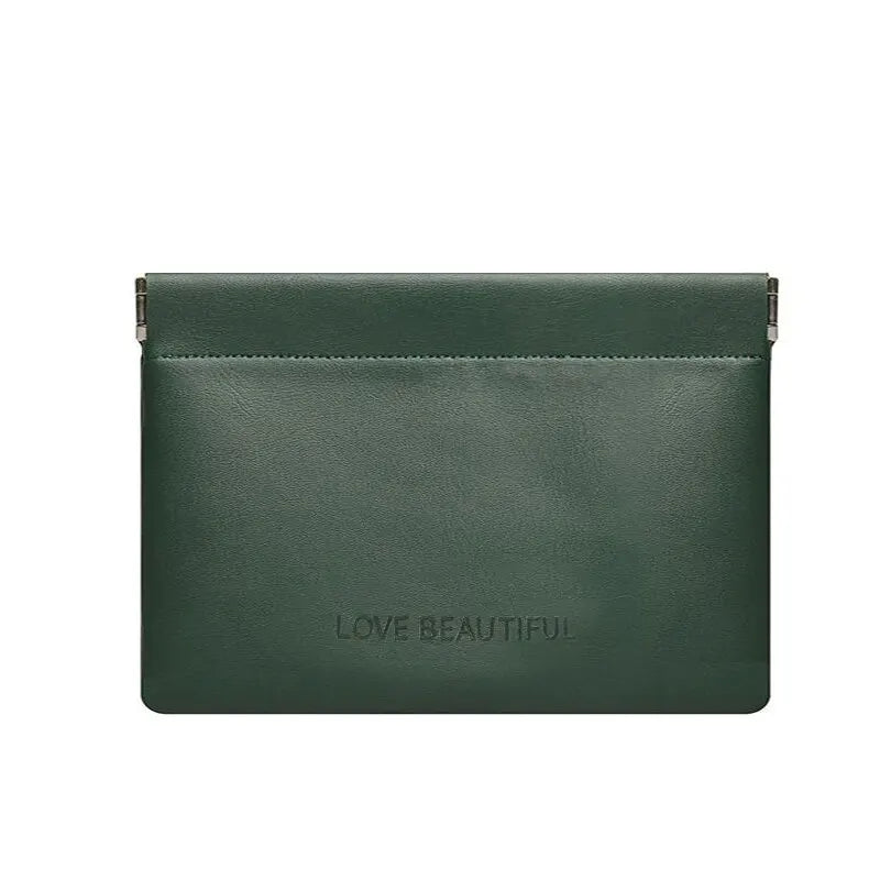 Fashion PU Leather Storage Bag Automatic Closure Waterproof Purse Portable Earphone Charging Line Cosmetic Lipstick Jewelry Bag