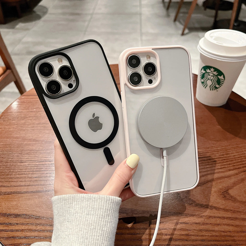 Colorful Transparent For Magsafe Magnetic Wireless Charging Case for iPhone 15 14 13 12 11 Pro Max Mini XS XR Hard Acrylic Cover