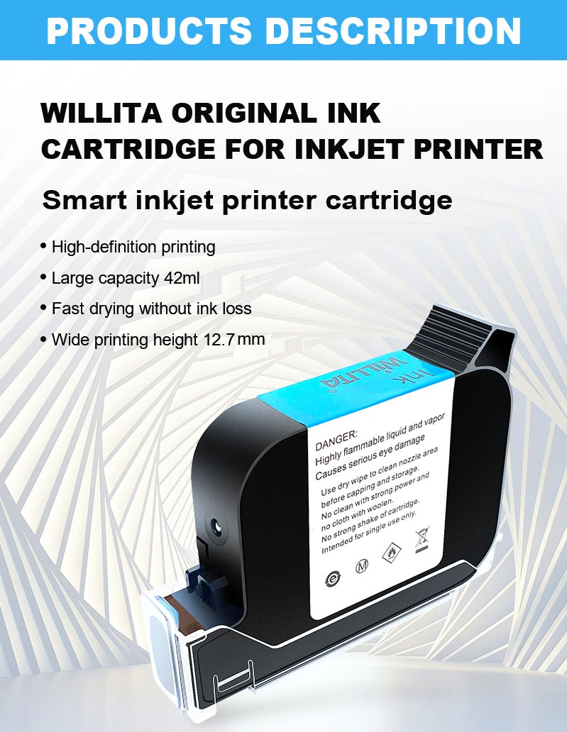 Willita Original SP70 Ink Cartridge Fast Dry Solvent Ink Cartridge JS12/2588 Compatible Ink Cartridge For 12.7 Inkjet Printer