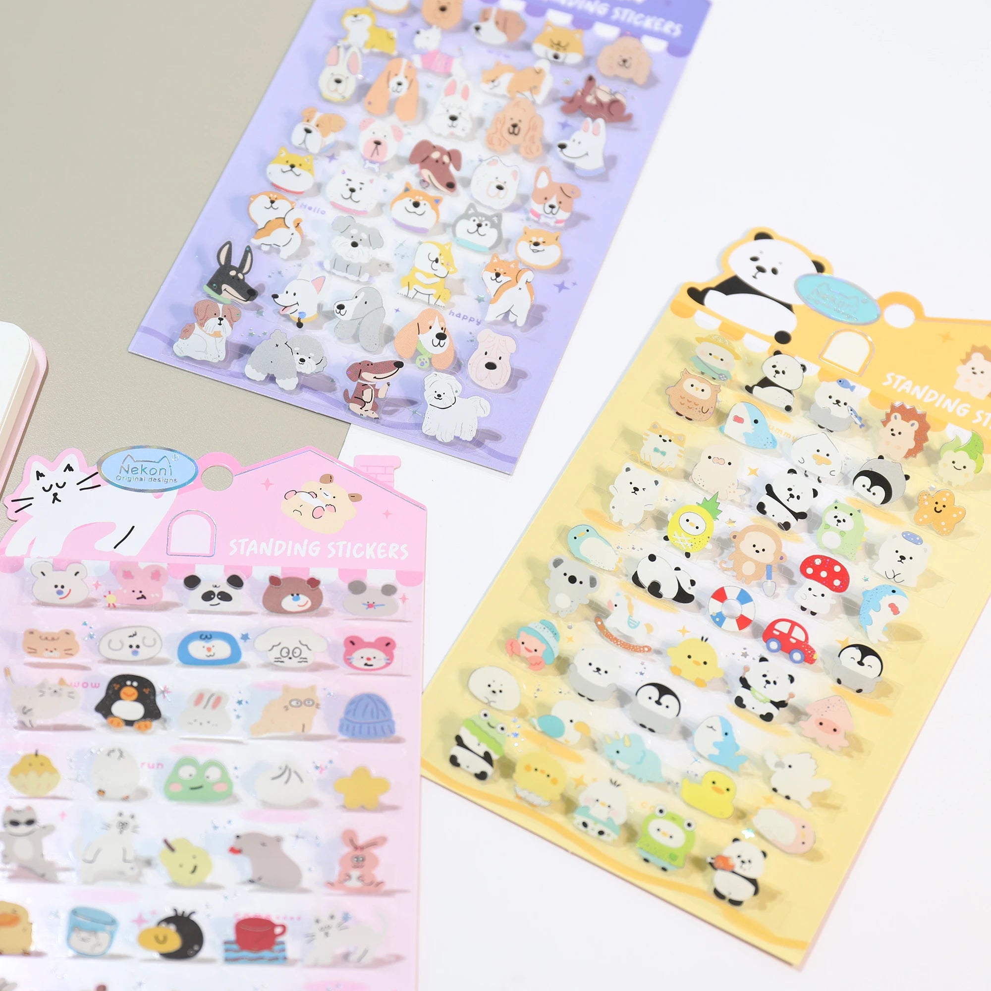 Korean Import NEKONI Fun 3D Standing Sticker Cartoon Character Animals Scrapbooking Diy Journal Cute Stationery Sticker Gift