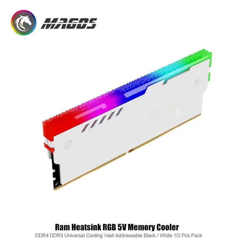 RAM Shell Radiator RGB DDR4 DDR3 Universal Heatsink Memory Vest ARGB 5V AURA Addressable Black White 1/2 Pcs Pack