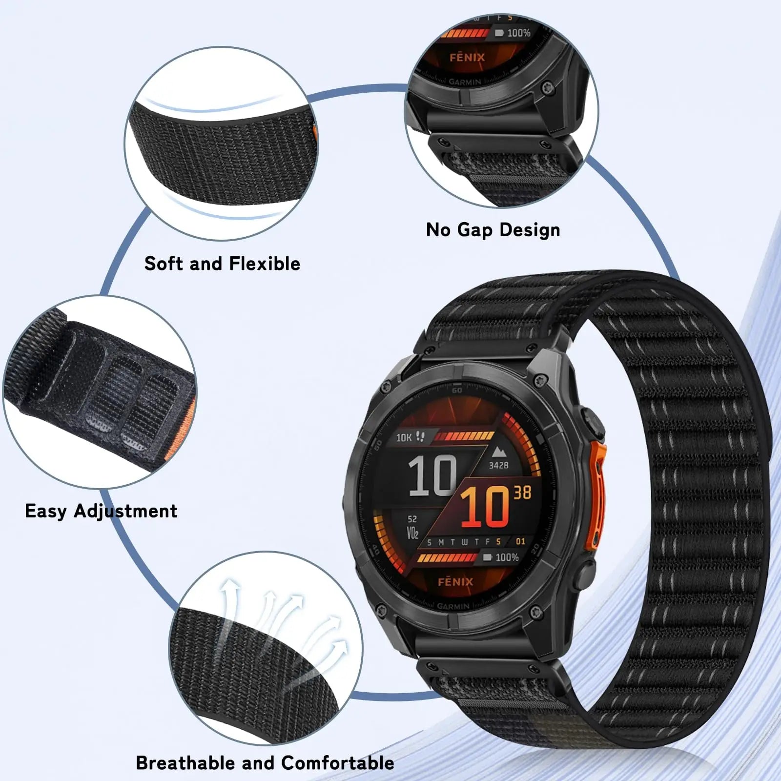 QuickFit 20 22mm 26mm Woven Nylon Band For Garmin Fenix E 8 47mm 51mm 7 7X 6 6X 5 5X Plus/Enduro 3/Epix Pro Gen 2 Strap Bracelet