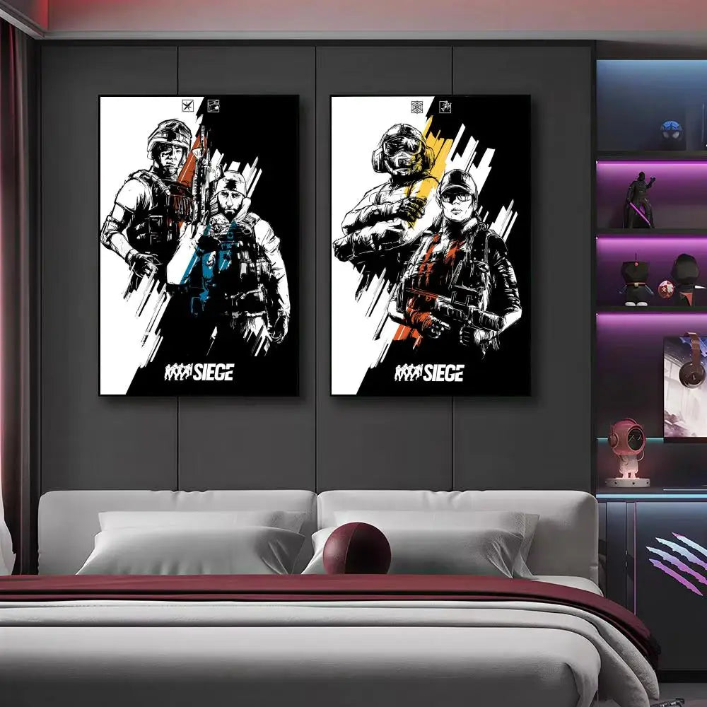 Game R-Rainbow Six Siege Poster Modern Aesthetic Canvas Wall Art Poster Cool Room Stuff Bedroom Decor