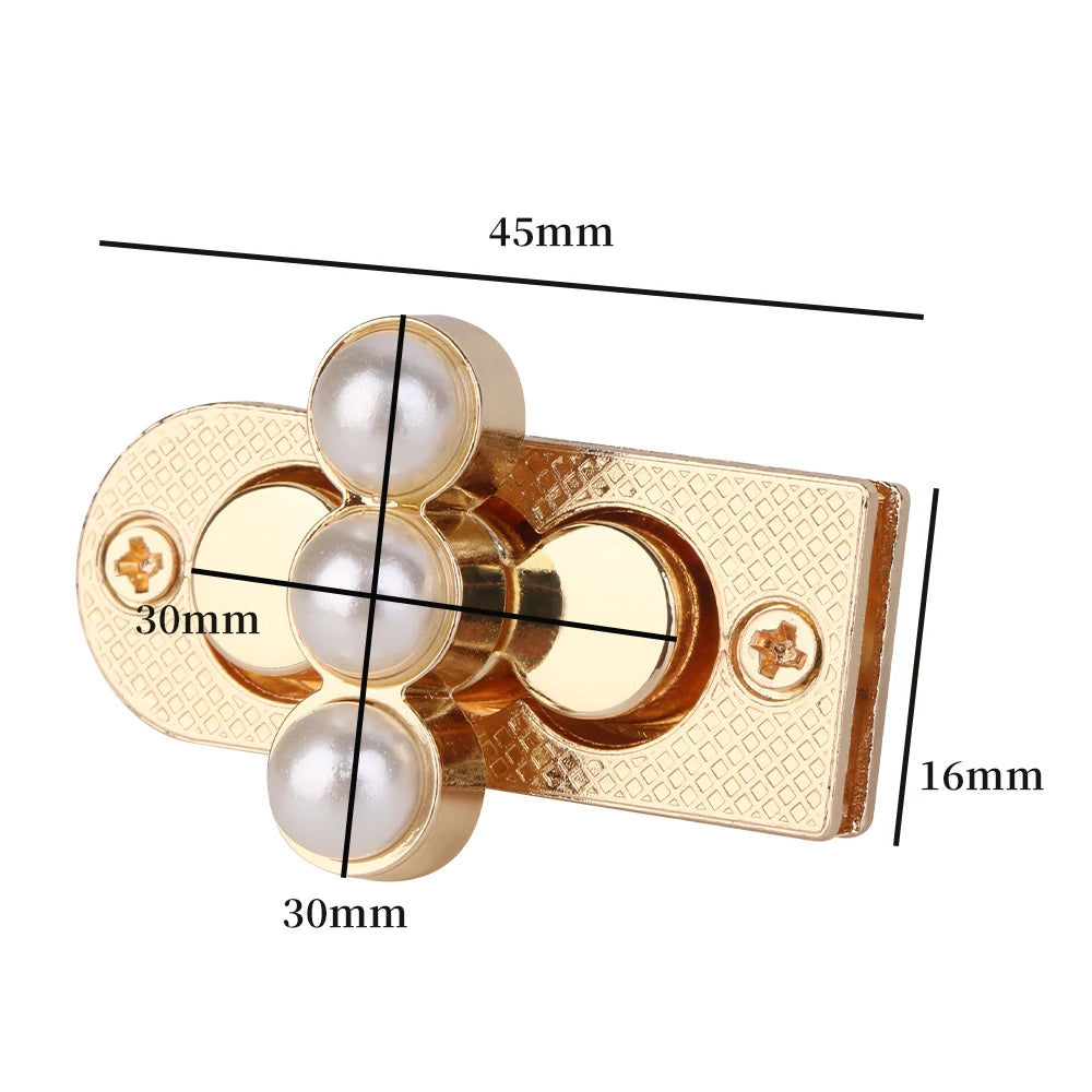 4.5CM Metal Pearl Turn Lock Twist Clasp for Women Bag Laggage Purse Leather Craft Closure DIY Hardware Accessories