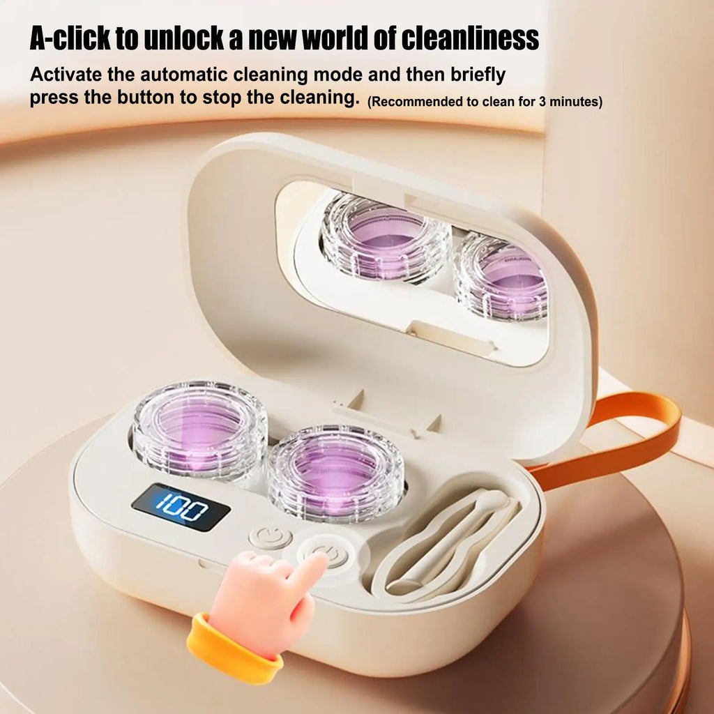 Travel Contact Lens Case Kit, Ultrasonic Portable Electric Home Supplies Cute Contact Lens Case for Outdoor Fitness Travel Home