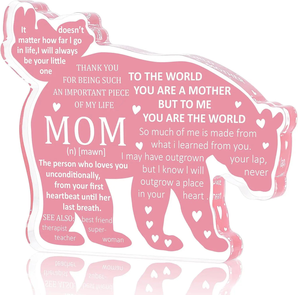 Gifts for Mom - Mothers Day Gift for Mom from Daughter,Son Mother Christmas Birthday Present Mama Bear Plaque Desk