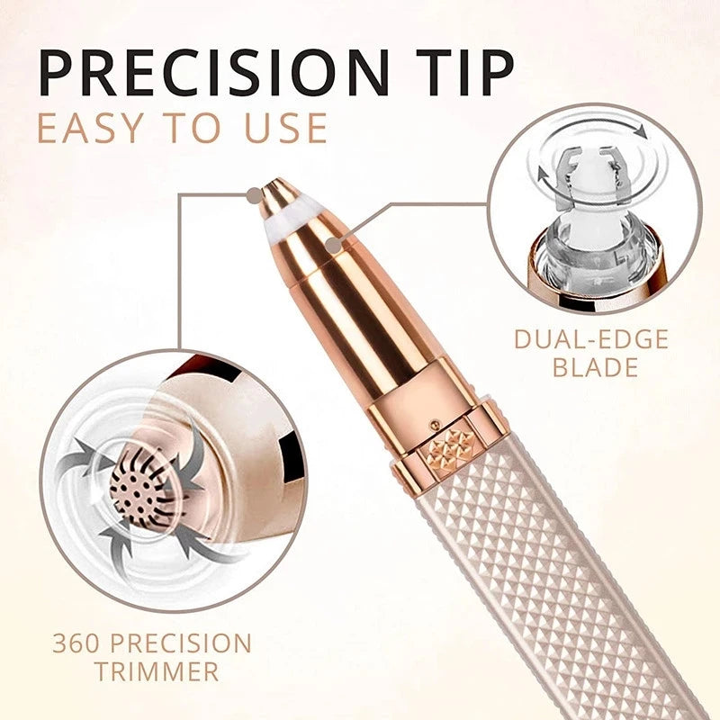 2 in 1 Multifunctional Lipstick Shaver with LED Light Armpit Hair Leg Hair Shaver Electric Eyebrow Shaver Women's Hair Remover