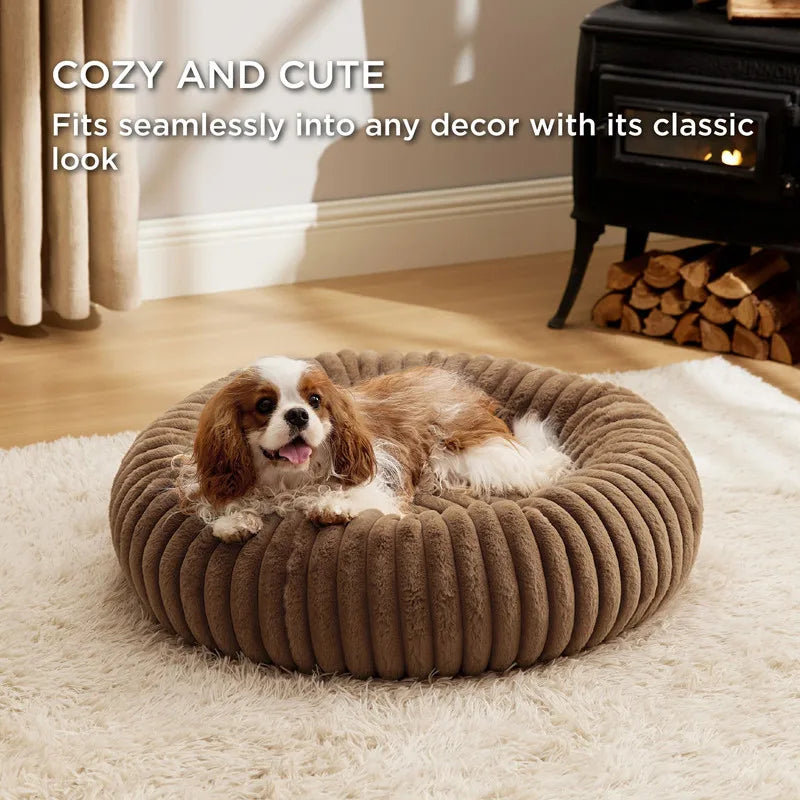 Pet Nest Rabbit Plush Pet Pad Long Hair Round Cat Nest Universal Warm Dog Bed in All Seasons Soft Cat House  Pet Accessories