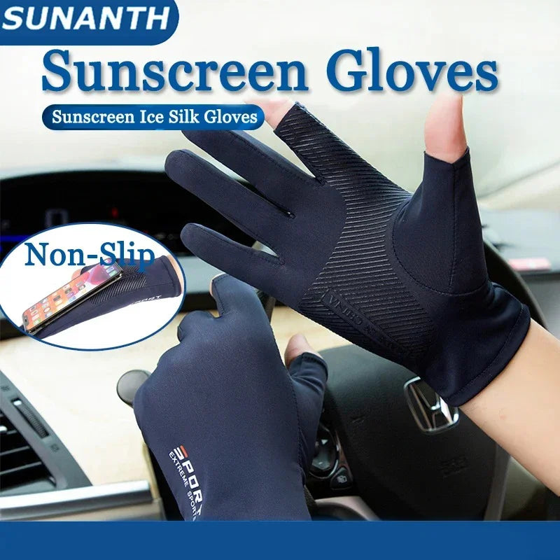 Ice Silk High Elasticity Sunscreen Breathable Half Finger Gloves for Unisex Comfortable Gloves for Outdoor Sports Cycling Summer