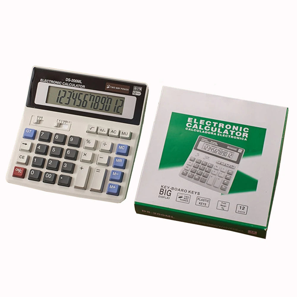 DS-200ML 12 Digits Solar Calculator Dual Power Supply Electronic Calculator Office Supplies For Office School Accounting Tools