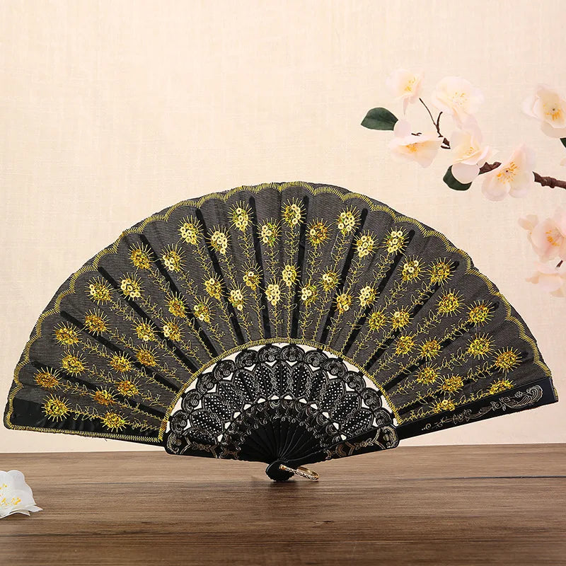 Party Glow Light Up Flower Peacock Hand Fan Dance Show Church Birthday Gift  Bar Props Wedding Festival Halloween Christmas