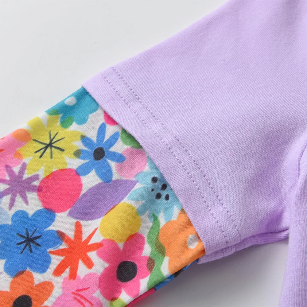VIKITA Children Clothing Kids Rabbit Floral Print Long Sleeve Cotton Casual Tops Tees and Pants 2 Pcs Suit Kids Clothes Sets
