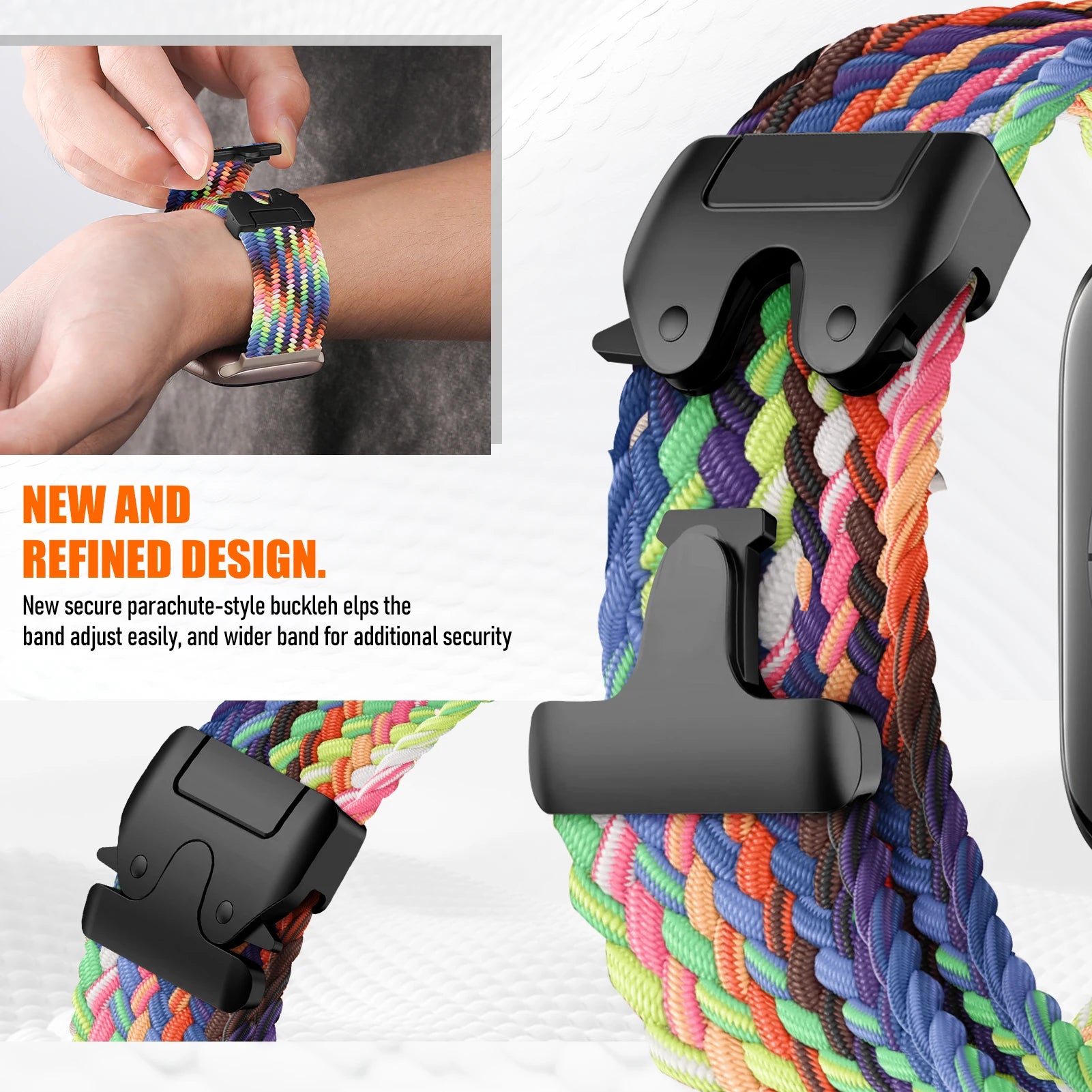 For Fitbit Versa 4 3 Sense 2 band Accessories replacment sport nylon loop Bracelet correa Fitbit Versa4 Parachute Braided Strap
