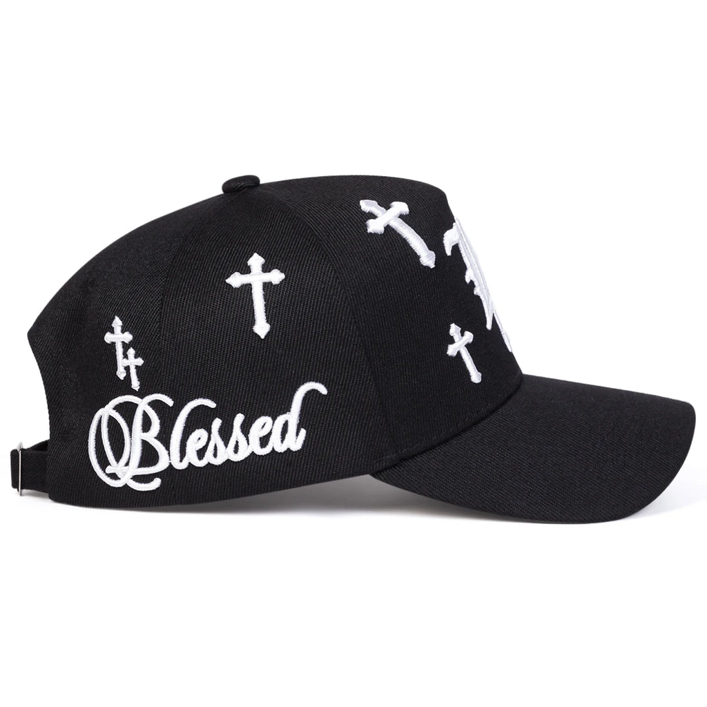 Unisex Gothic LA Cross Embroidery Baseball Caps Spring Autumn Outdoor Adjustable Casual Hats Sunscreen Hat Sports Cap