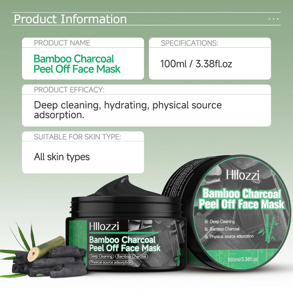 100ml/3.38fl.oz Bamboo Charcoal Peel Off Face Mask - Deep Cleansing, Purifying, Pore Refining, Unisex Care