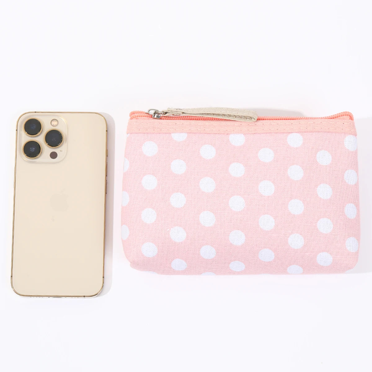 Small Fresh Canvas Dot Makeup Bag Simple and portable skincare storage bag Korean version student pencil case wallet