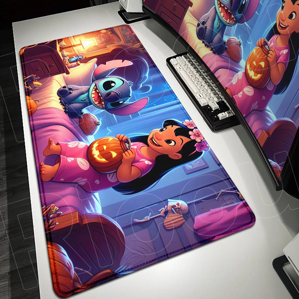 Large Gaming Mice Pad Kawaii Anime Stitch Mousepad Gamer Mausepad XXL Computer Office Speed Deskmat Keyboard Cabinet Accessories