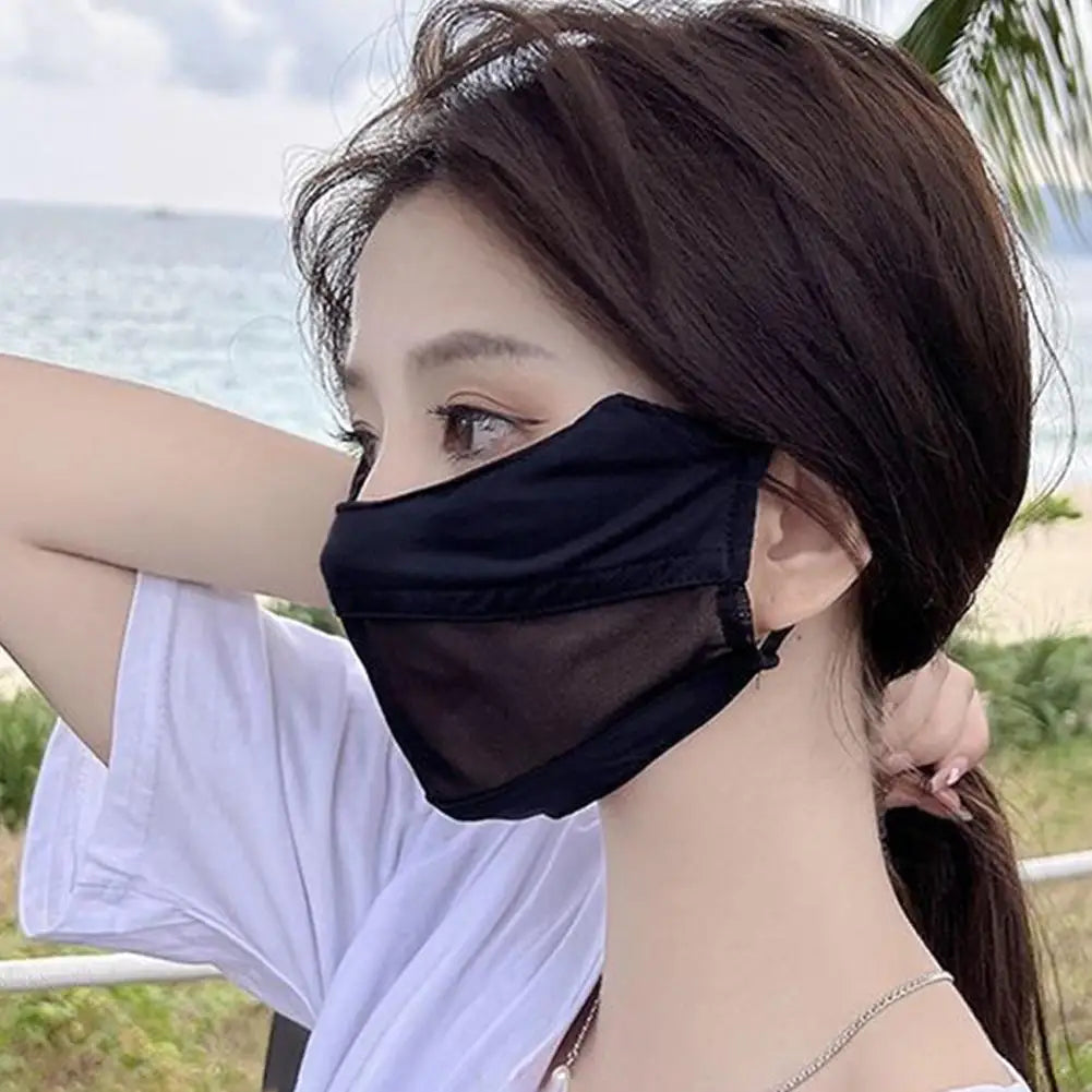 Summer Ice Silk Face Mask Women Cool Breathable Mesh Sunscreen Cover UV Shield for Outdoor Riding Driving Fishing Sport Masks