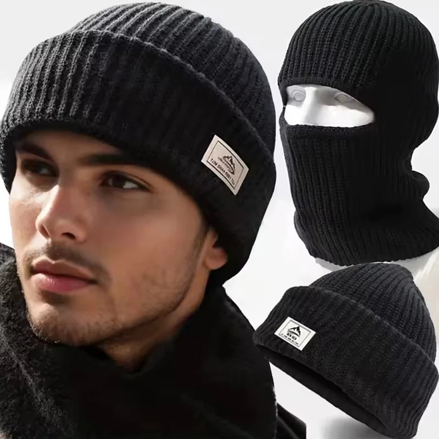 Mask Beanies Hat Men Full Face Cover Pullover Cap Winter Balaclava Knitted Hat Outdoor Cycling Motorcycle Ski Full Face Mask Hat