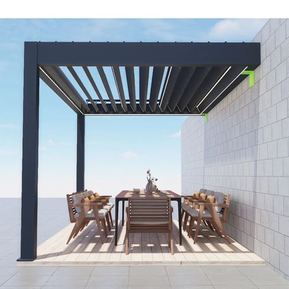 Garden Adjustable Outdoor Gazebo Customized Modern Bioclimatic Motorized Aluminium Louver Pergola