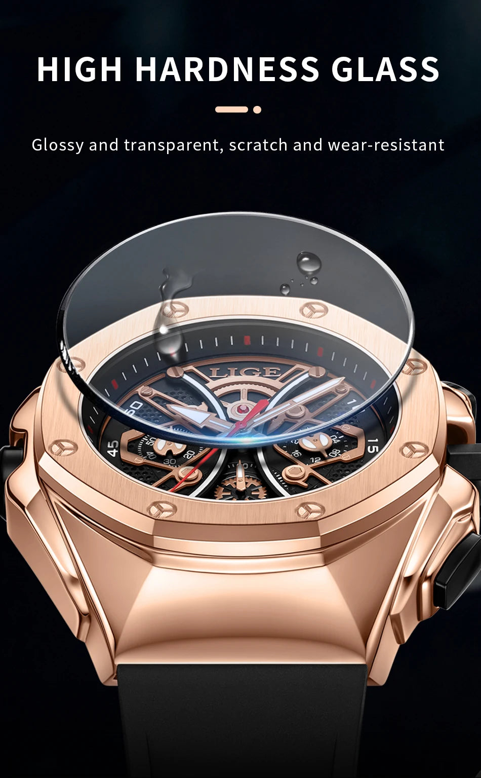 LIGE Mens Watches Top Brand Luxury Fashion Waterproof Watch For Men Silicone Sport Military Chronograph Wristwatch Montre Homme