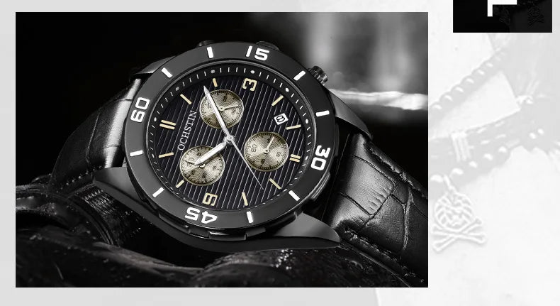 OCHSTIN Men's Watches Top Brand Sport Men Wrist Watch Leather Quartz Watch Sports Waterproof Male Clock Chronograph Function