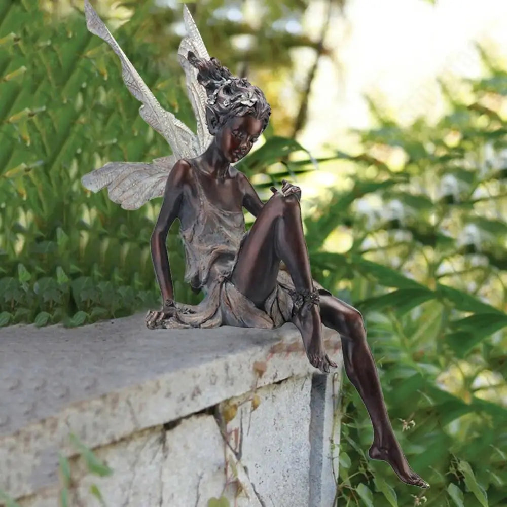 Flower Fairy Statue Garden Decoration Turek Sitting On Fairy Sculpture Outdoor Garden Courtyard Lawn Resin Decorative Sculpture