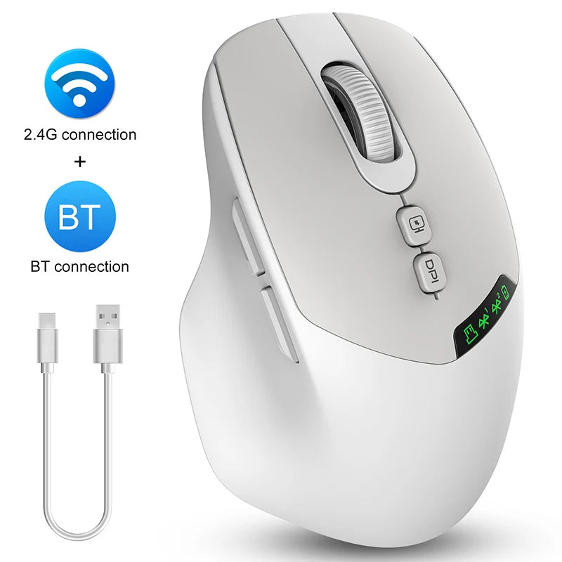 T02 Pro Wireless Mouse OLED Display,Dual Bluetooth/USB Connection,Quiet Design and Compatible with PC/Notebook
