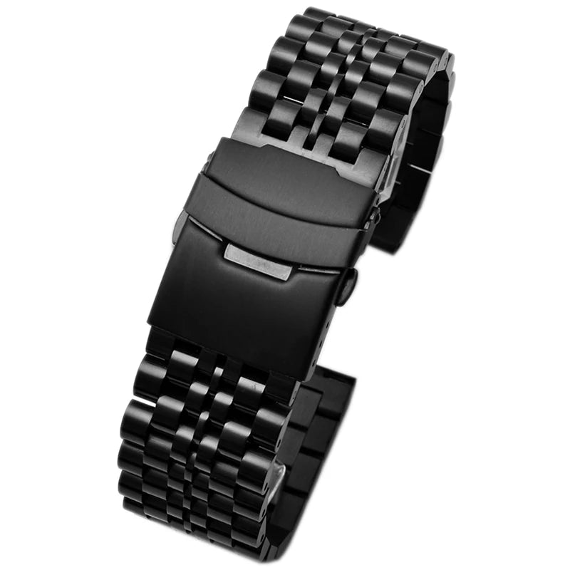 Black Precision Steel Watch strap Chain Accessories 20MM 22MM for Seiko MIDO Citizen Bracelet Men's Wristband