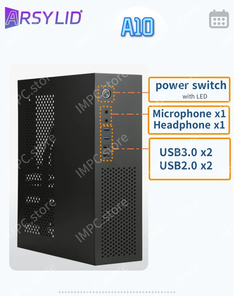 A10 7.3L M-ATX Chassis A4 HTPC Portable Half-Height Graphics Card Computer PC Support PCIe 2.5' SSD Drive Mini Flex PSU Case