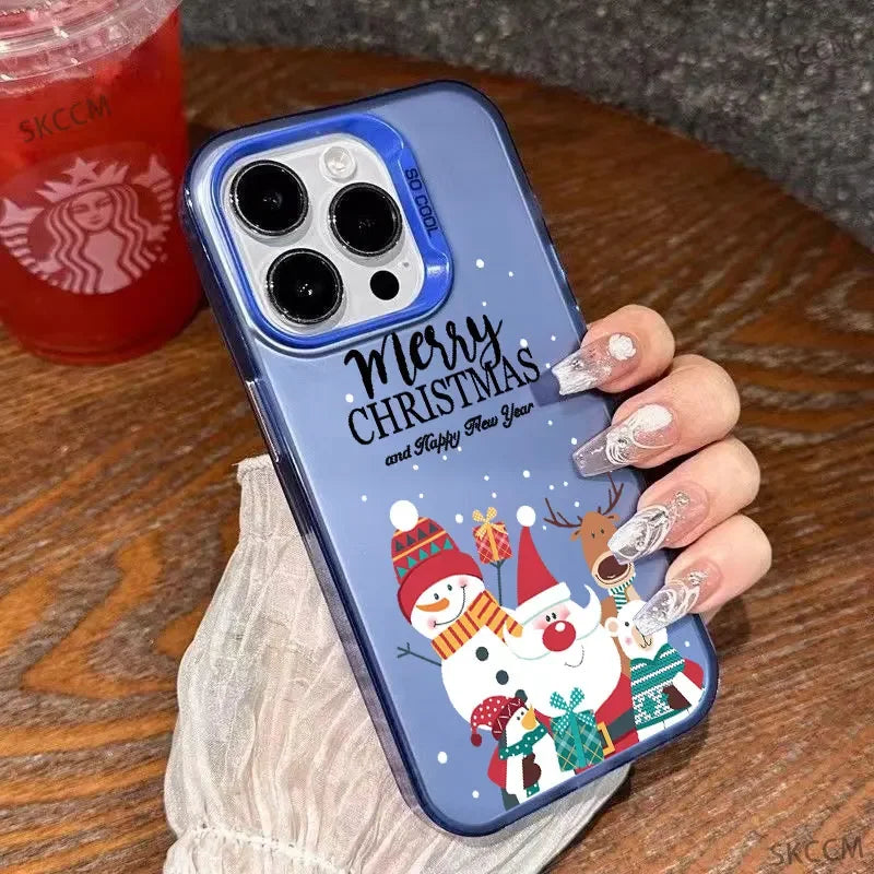 New Style Christmas Pattern Phone Case For iPhone 16 15 14 13 12 11 Pro Max XS X XR 7 8 16 Plus SE 2022 Shockproof Hard Cover