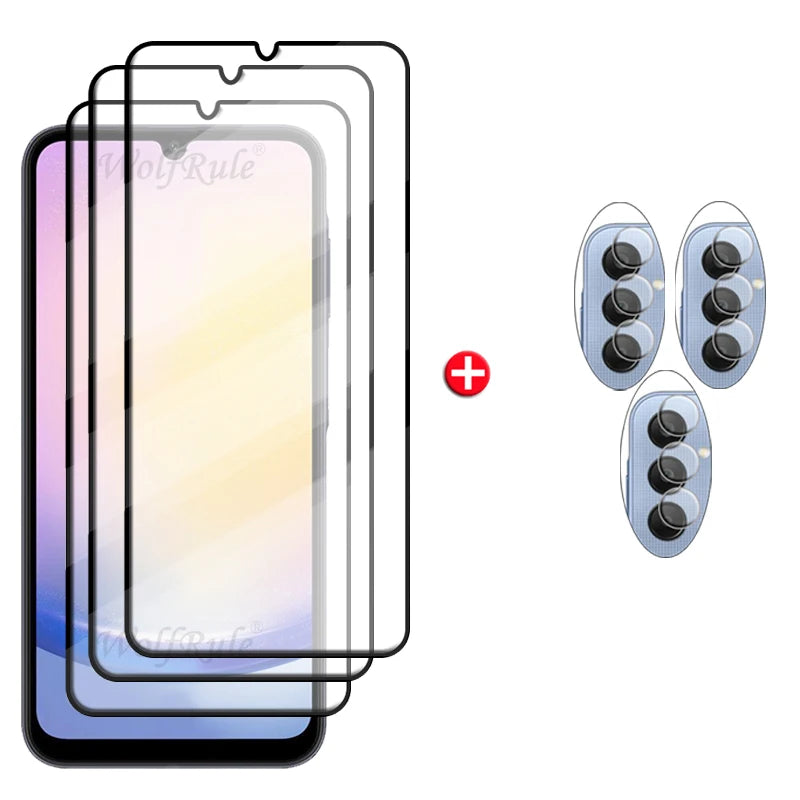 6-in-1 For Samsung Galaxy A25 Glass Samsung A25 Tempered Glass Full Cover Glue 9H HD Screen Protetor Samsung A 25 A25 Lens Glass