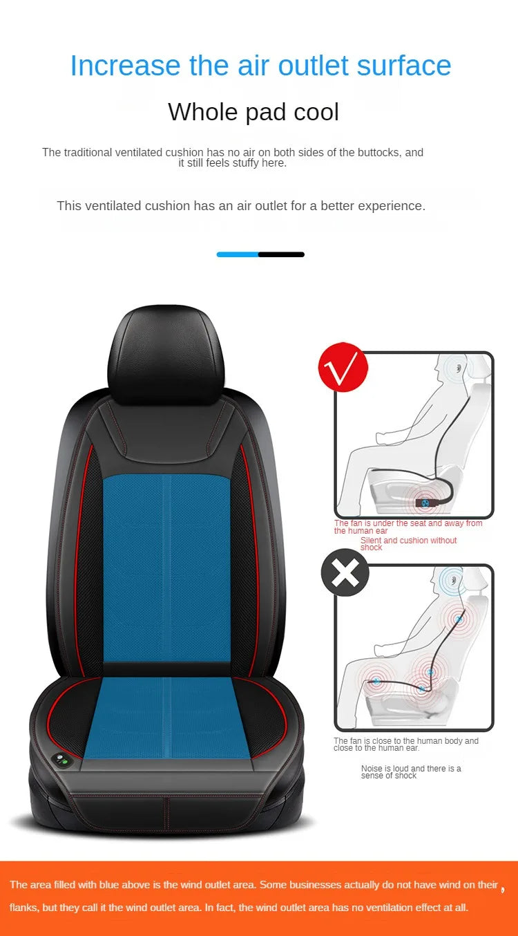 New Ventilated 12V 24V Cooling Car Seat Cushion Air Conditioned Heat Dissipation Ice Silk Pad Universal For Cars SUVs Trucks