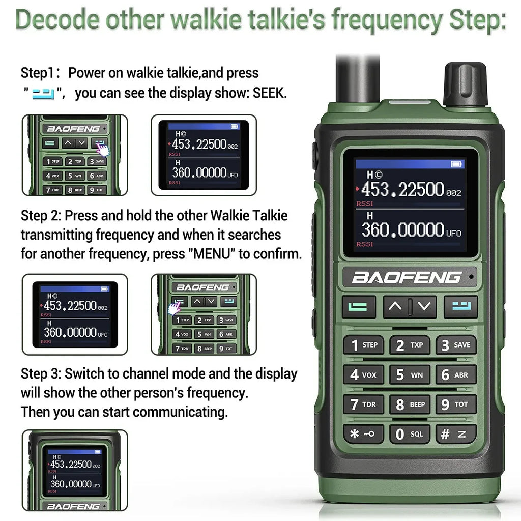Baofeng UV17 Air Band Walkie Talkie 999 CH Draadloze kopieerfrequentie NOAA Zes bands Amateur Ham Tweerichtingsradio voor