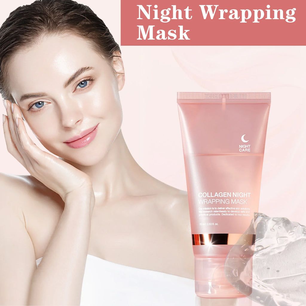 Face Mask Collagen Night Wrapping Mask Elasticity Hydration Reduces Sagging Dullness Hydrolyzed Collagen Skin Care Products 75ml