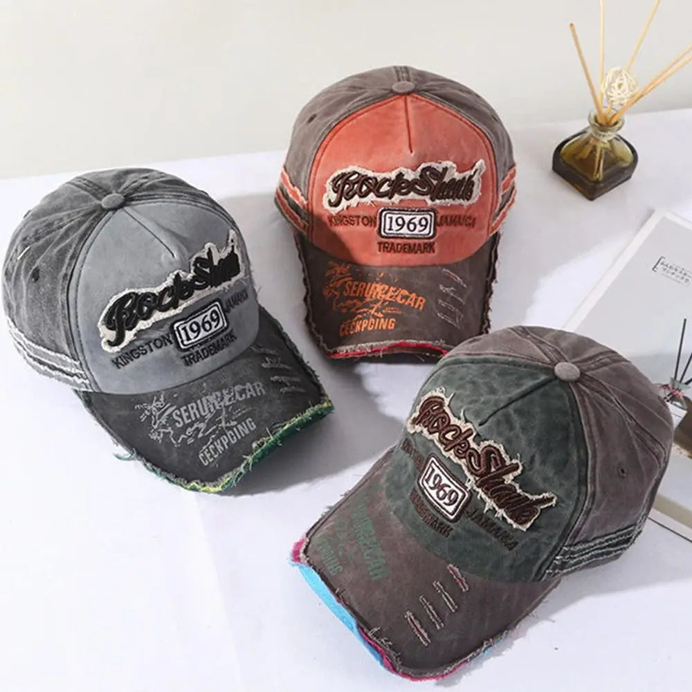 Outdoor Sports WASHED DENIM Adjustable Sunscreen Hats Baseball Hats Distressed Faded Cap Embroidery Baseball Caps