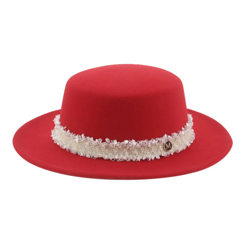 Hats for Women Fedoras Felted Hat Flat Dome Solid Band Luxury Elegant Fahsion Jazz Cap Women's Hat Women Hat Sombreros De Mujer