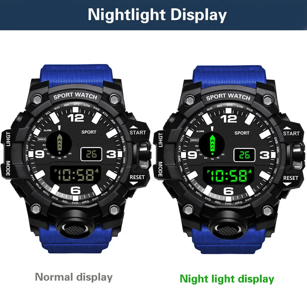 Sports Watch Men's LED Digital Watches Multifunction Military Clock Big Dial Waterproof Fitness Electronic Watch For Man