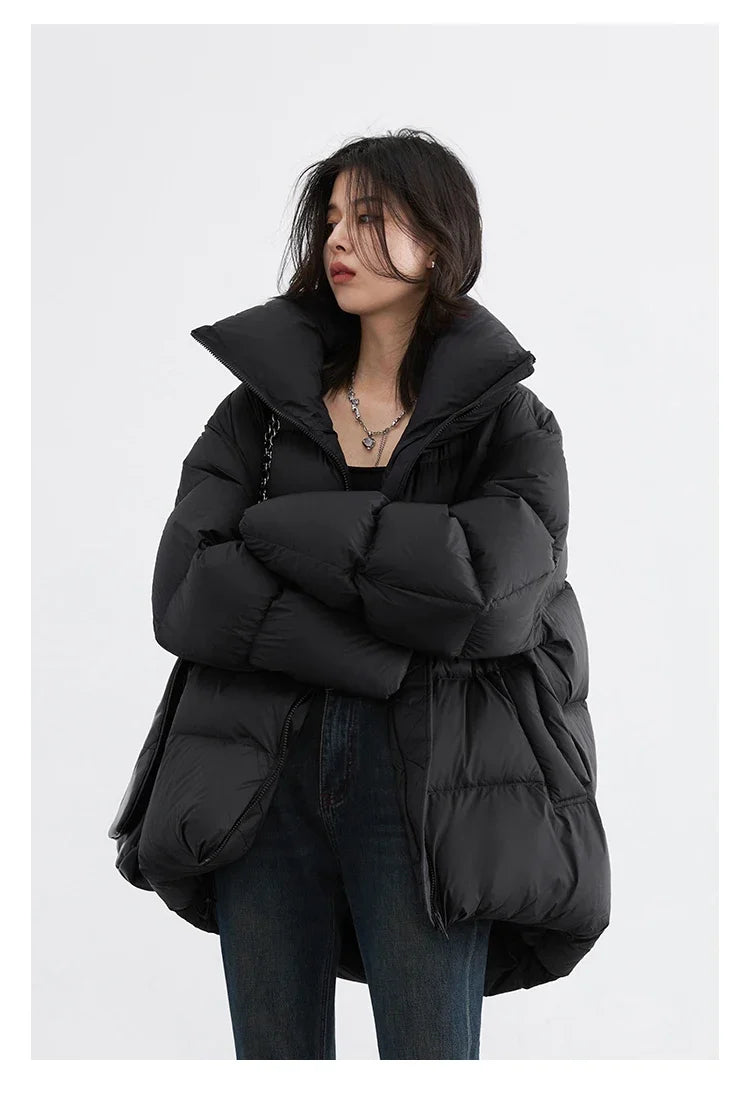 CHIC VEN Women's Down Coats Korean Stand Collar Simple Solid Color Warm Casual Jackets Soft Fashion Female Clothing Winter 2025