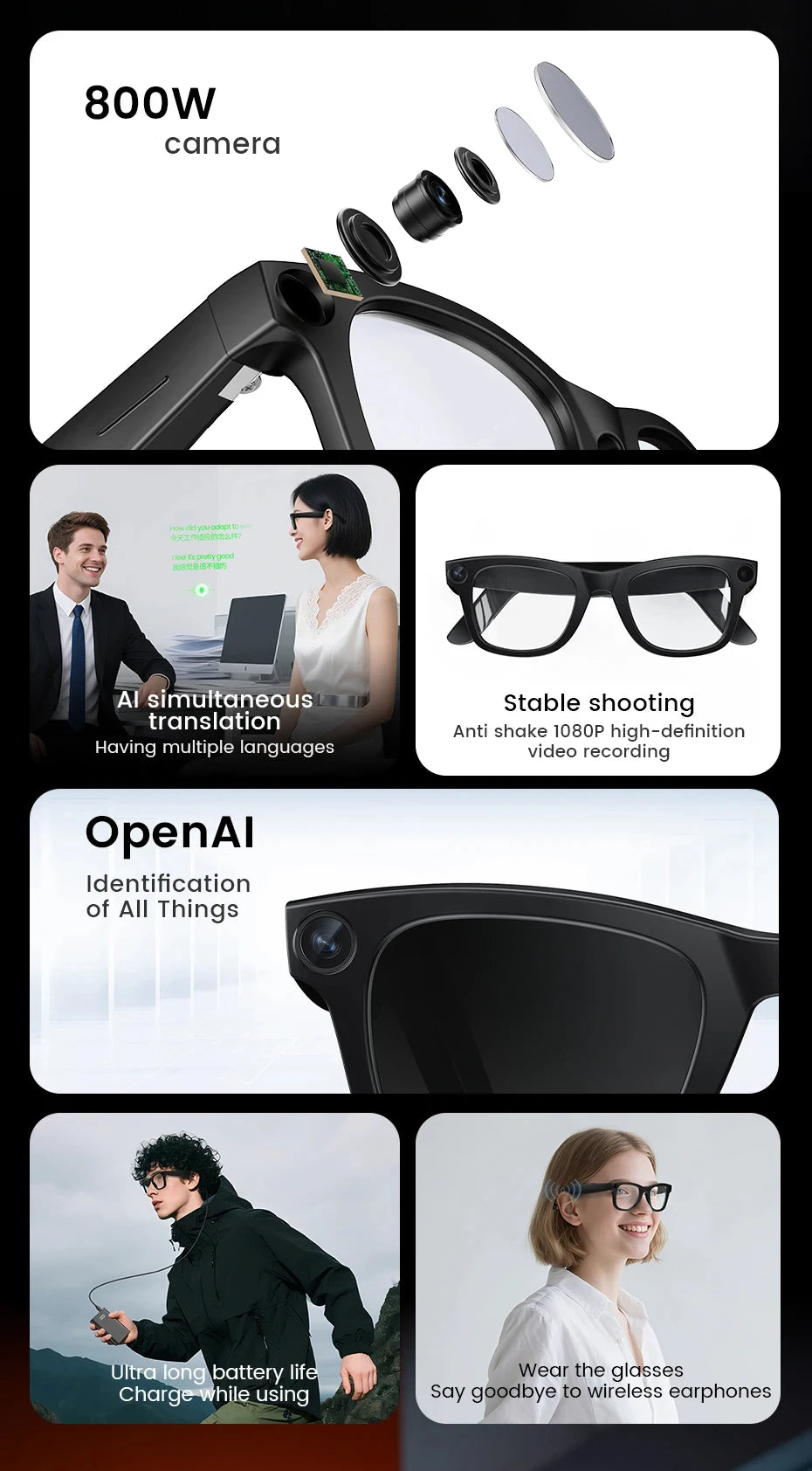 2026 AI Smart Glasses: AI Voice Translation, Video, Bluetooth Call, Music Touch Photochromic Lenses Hands-free, Universal Gift