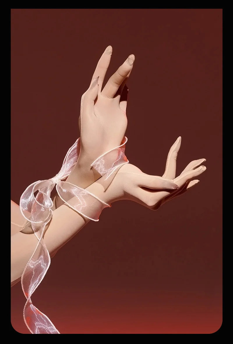 Sexy Women 8D 912 Pin Oil Glossy Shiny Elastic Glove Sheer See Through Ultrathin Sunscreen Driving Glove Luxury Candy Color