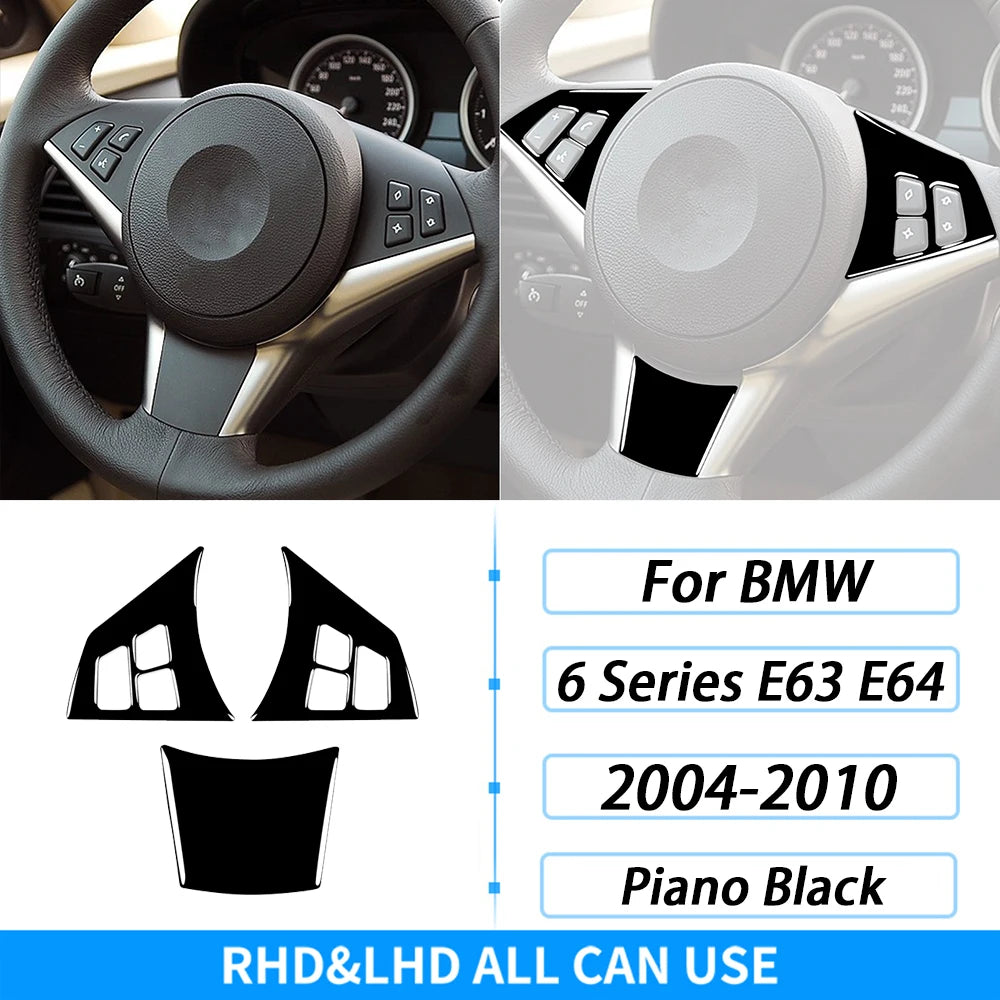 For BMW M6 6 Series E63 E64 2004-2010 Piano Black Gear Shift Air Outlet Window Lift Panel Set Car Interior Accessories Sticker