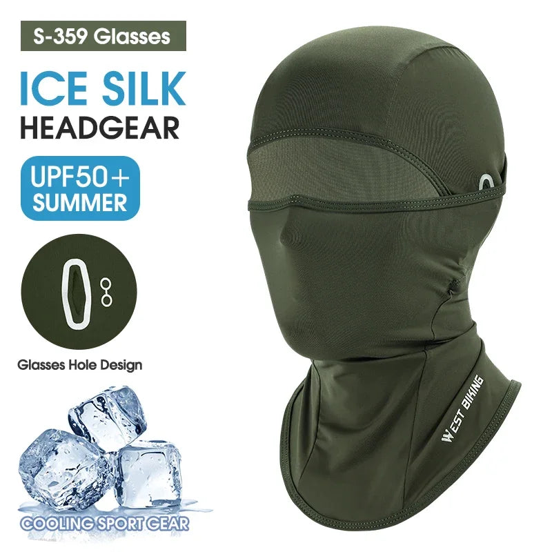 WEST BIKING Summer Cycling Face Mask Cool Breathable Sports Balaclava Men Women Bicycle Motorcycle Sun UV Protection Cycling Cap